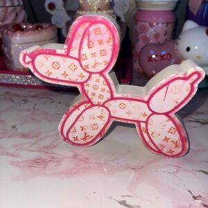 Pink and White Balloon Dog Wall or Shelf Decor